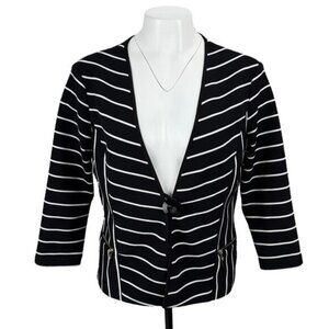 FRANK LYMAN Design Striped Lightweight Cover Up Womens Sz 10 Black White